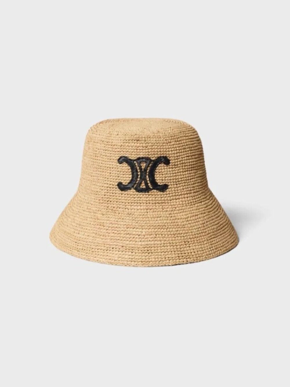 CELINE Triomphe Bucket Hat in raffia